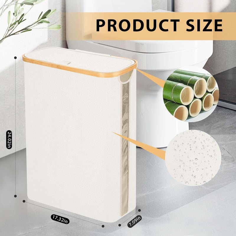Odonata Large Toilet Paper Storage Basket with Lid, Slim Toilet Paper Organizer, Hold up to 20 Regular Rolls or 15 Mega Rolls. (Beige, 49L) - Image 3
